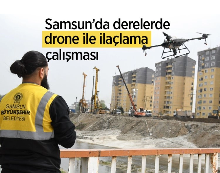 Büyükşehir’den derelerde drone ile ilaçlama çalışması Görseli